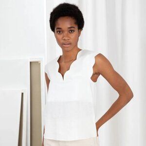 & Other Stories Linen blend scalloped tank top
